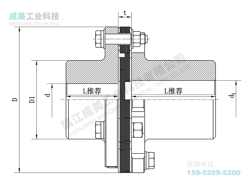 JMII型(无沉孔基本型)单膜片联轴器