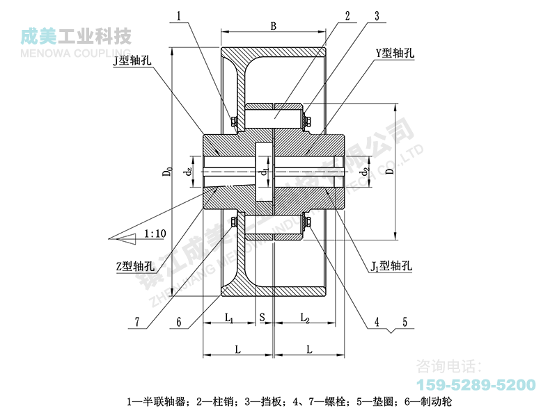 HLL(LXZ)型(带制动轮)弹性套柱销联轴器